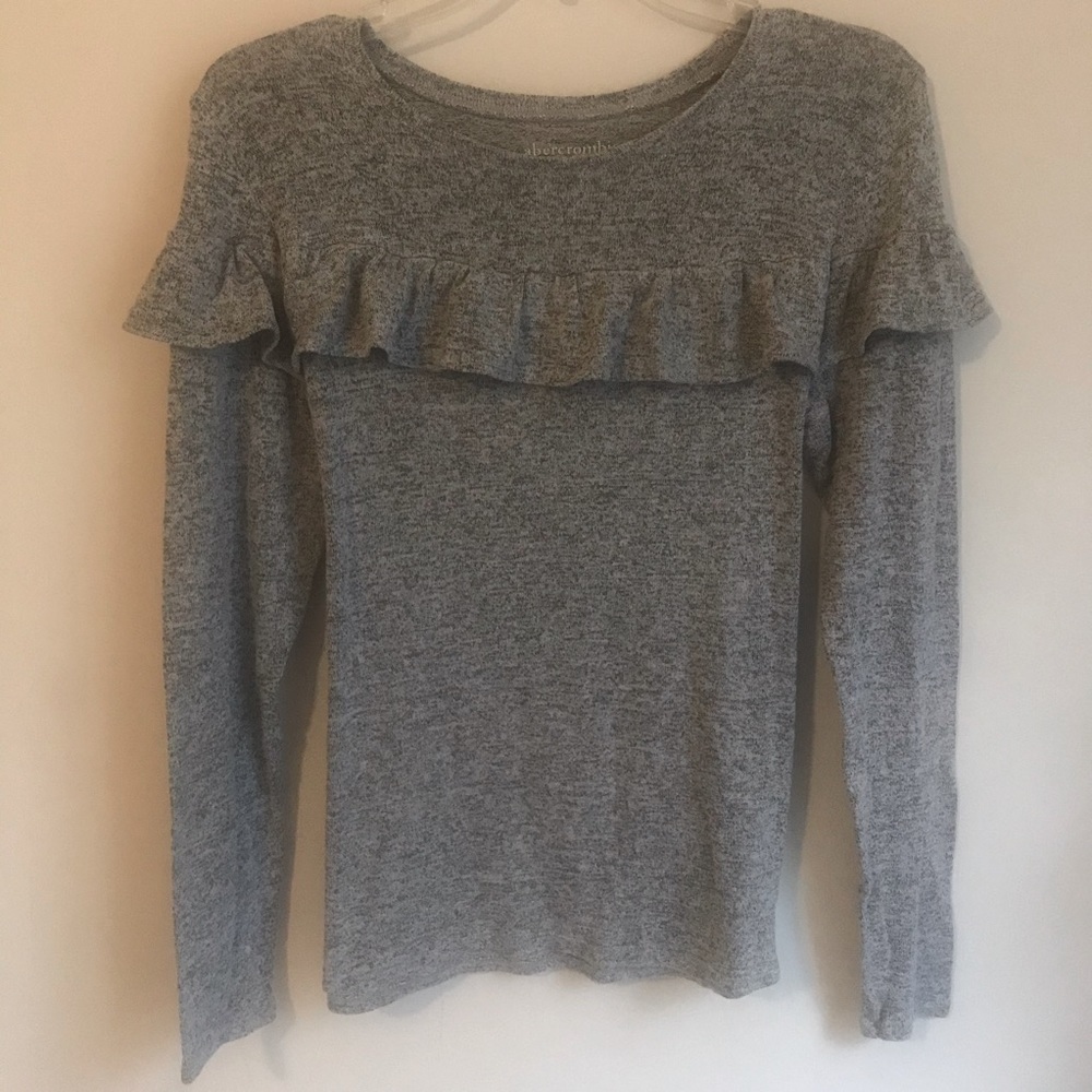 Abercrombie Kids Gray Ruffled Top Size 15/16
